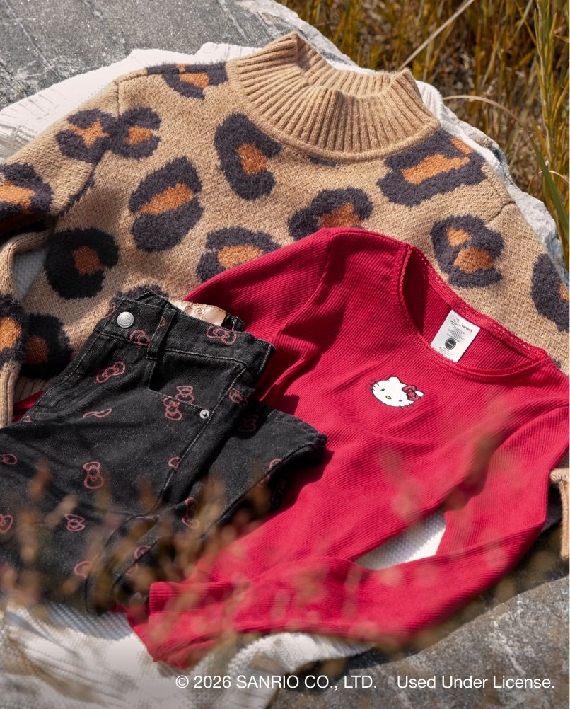 Leopard Sweater and Hello Kitty Top