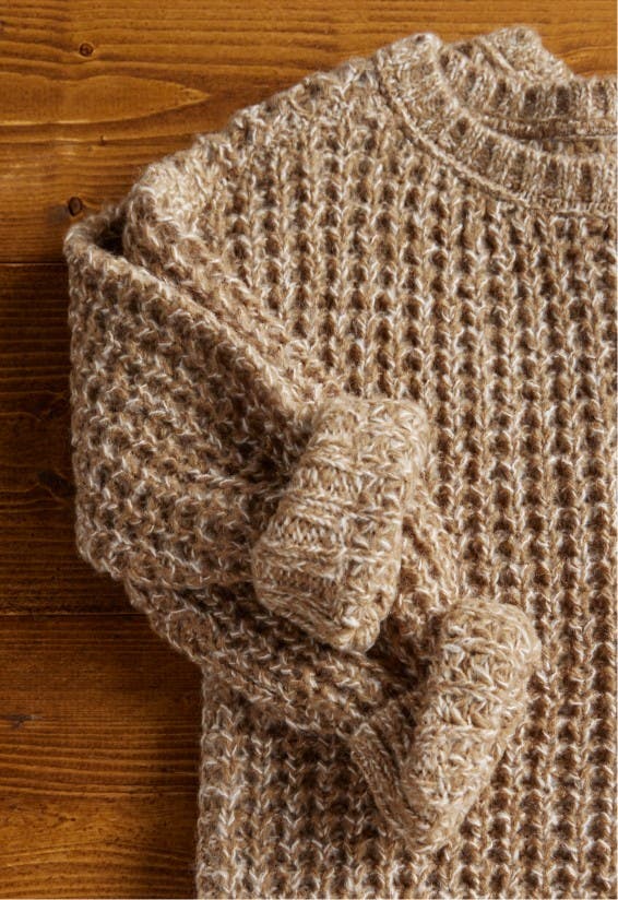 brown waffle knit sweater