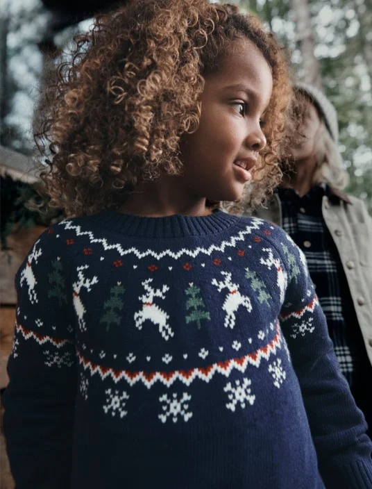 toddler girl in holiday sweater