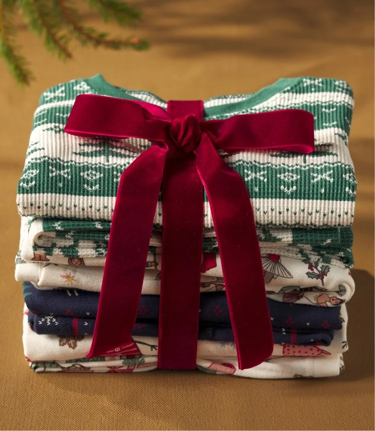 stack of patterned pjs