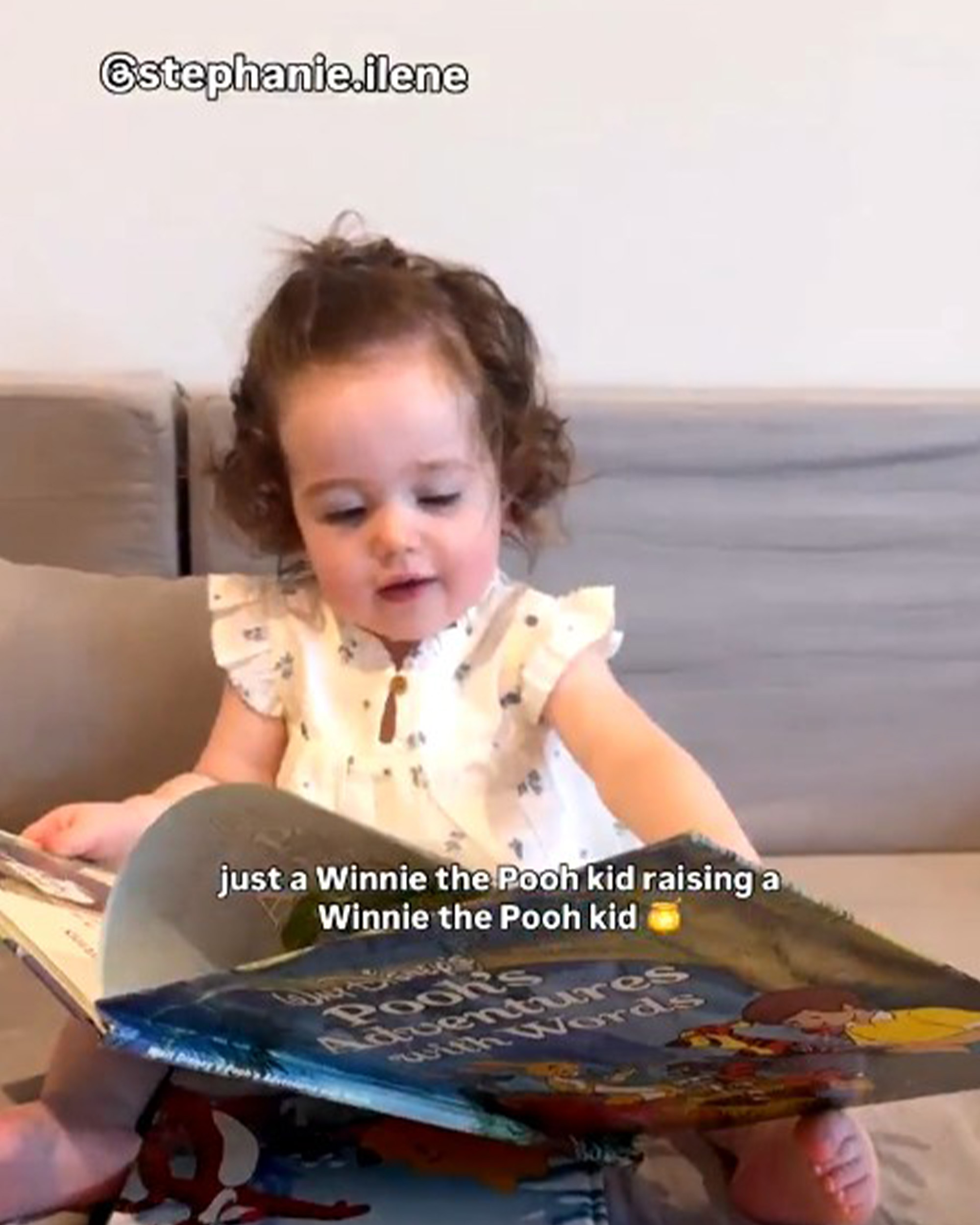 Product video 1 of Baby Girl Disney© Winnie the Pooh Ruffle-Sleeve Floral Top - White