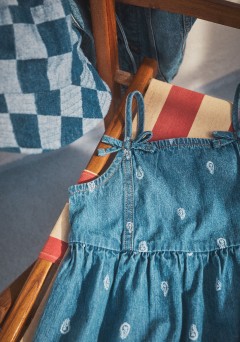 macro shot of denim tank top