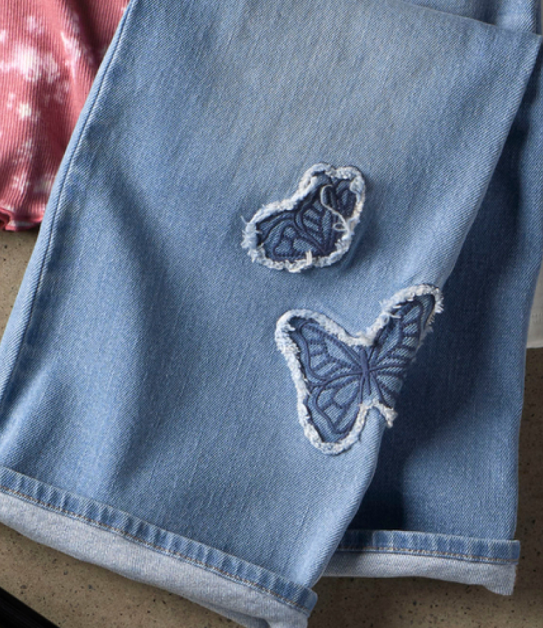 jeans with butterfly detail