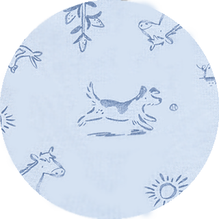 print with horses and cars