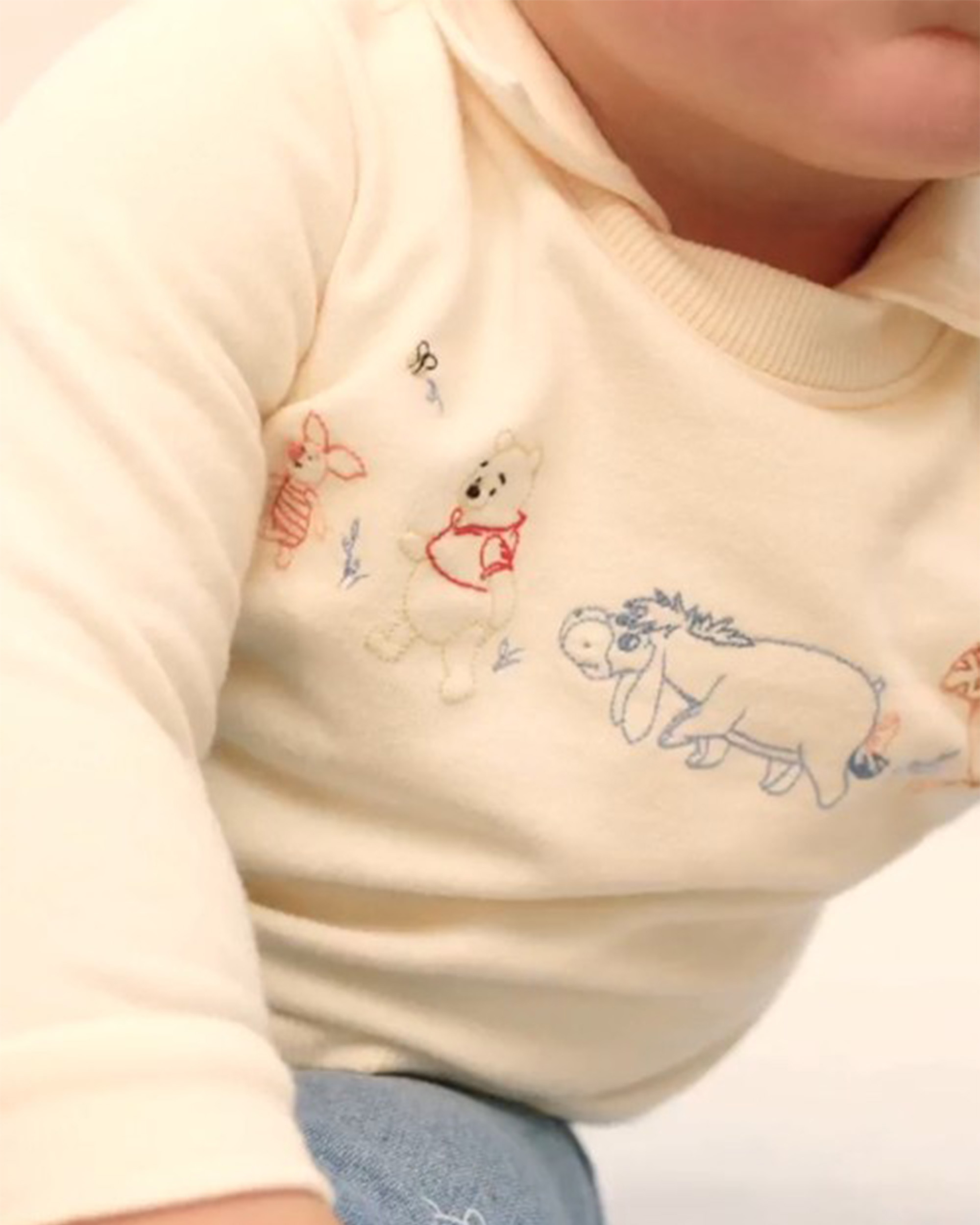 Product video 1 of Baby Disney© Winnie the Pooh Embroidered French Terry Pullover Sweatshirt - Yellow