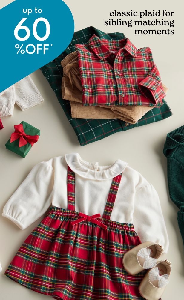 up to 60% OFF* classic plaid for sibling matching moments