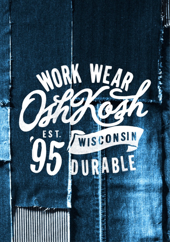 denim background with OshKosh workwear overlaid on top