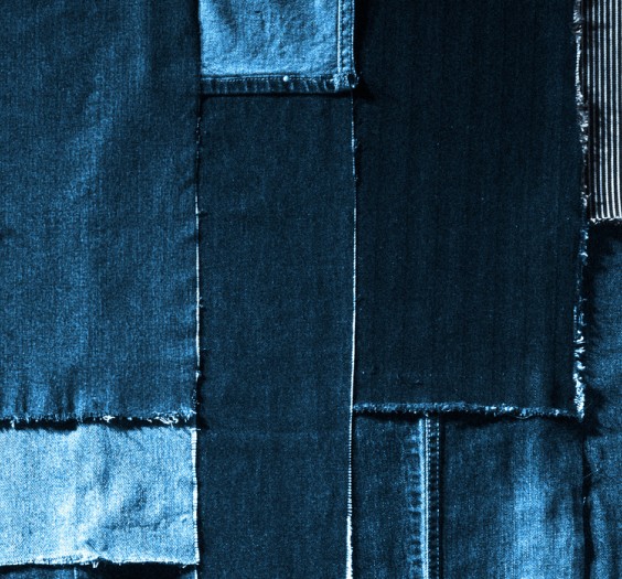 background made up of denim swatches in varying tones