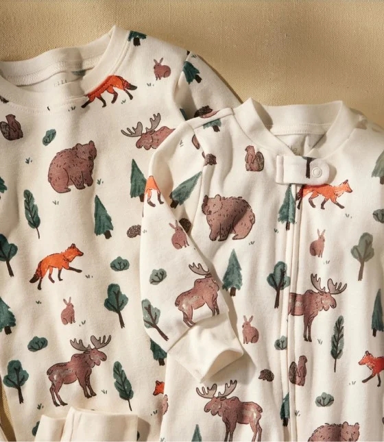 pjs with woodland print
