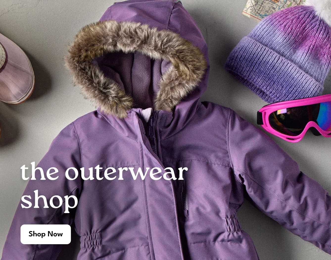 Outerwear shop with purple jacket 