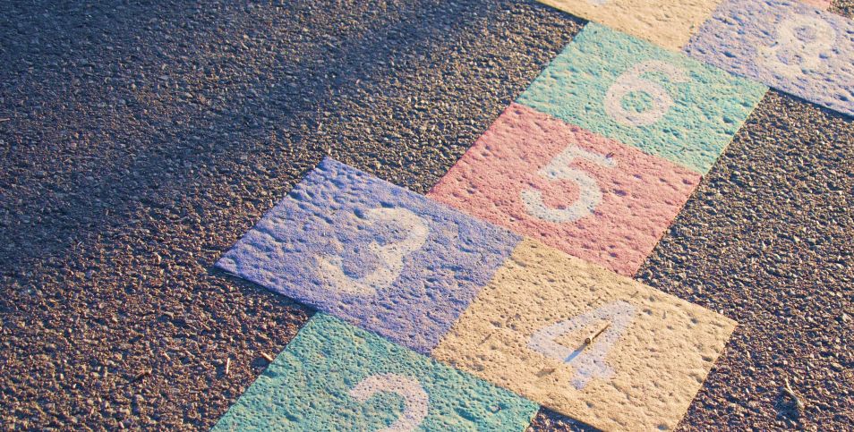 concrete background with hopscotch