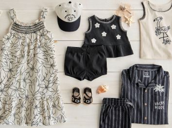 a laydown of neutral colored clothing