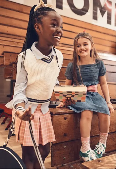 Two girls in gymnasium