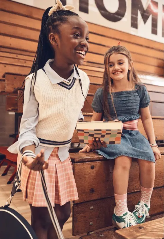 Two girls in gymnasium