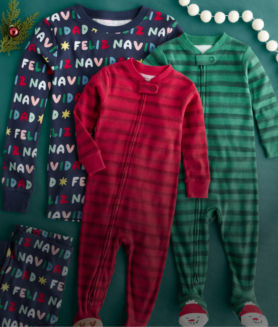 lay down of christmas pajamas