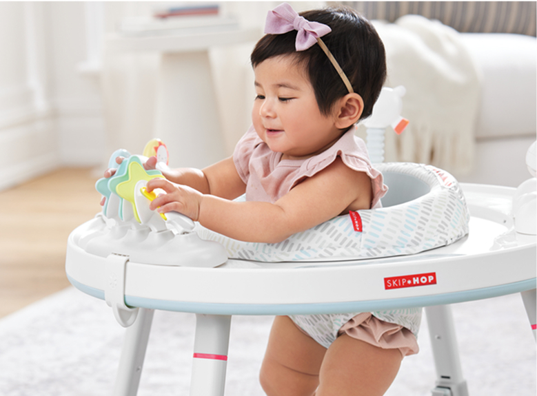 Baby in activity center