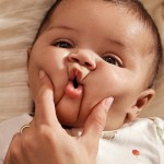 Baby with cheeks squished