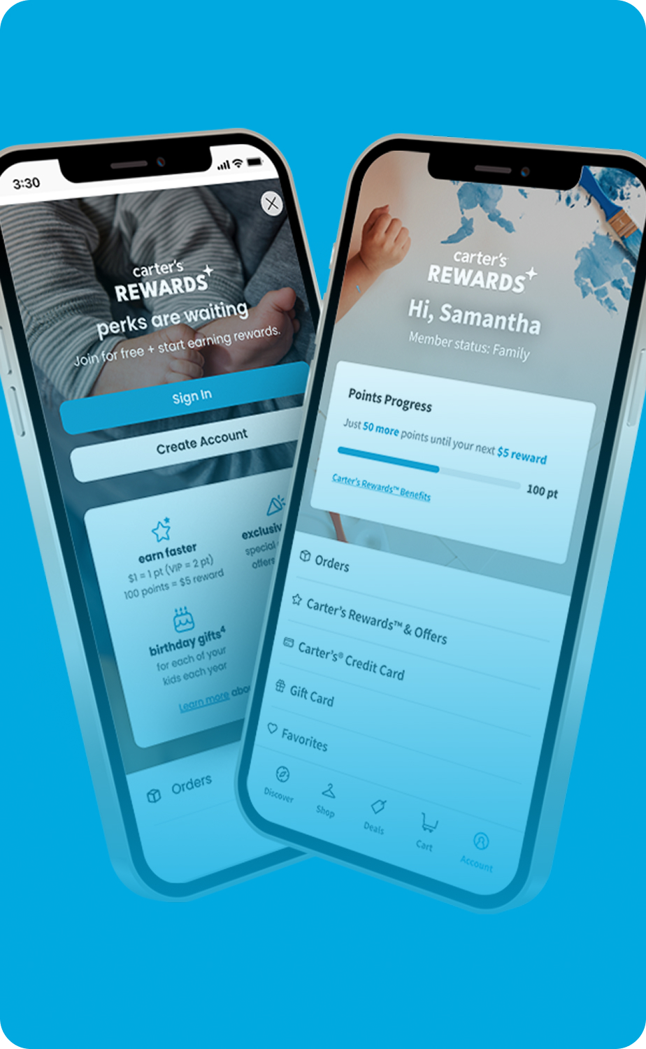 A phone showing the Carter's App