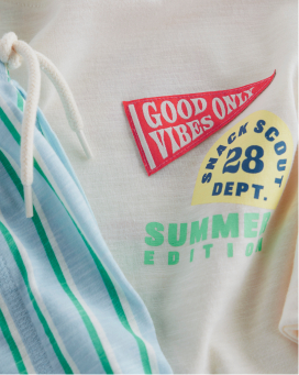 detail shot of shirt with decals