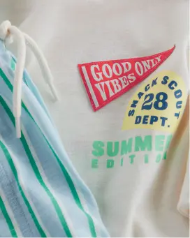 detail shot of shirt with decals