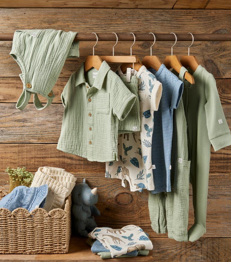 These sibling matching pajamas, crib sheets and wearable blankets are all GOTS certified organic cotton