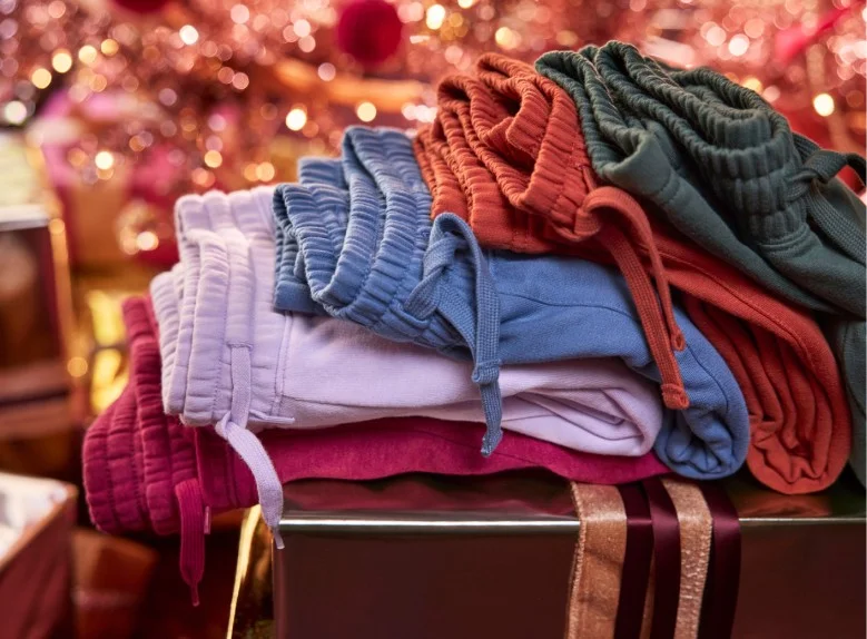 stack of pants on gift box 
