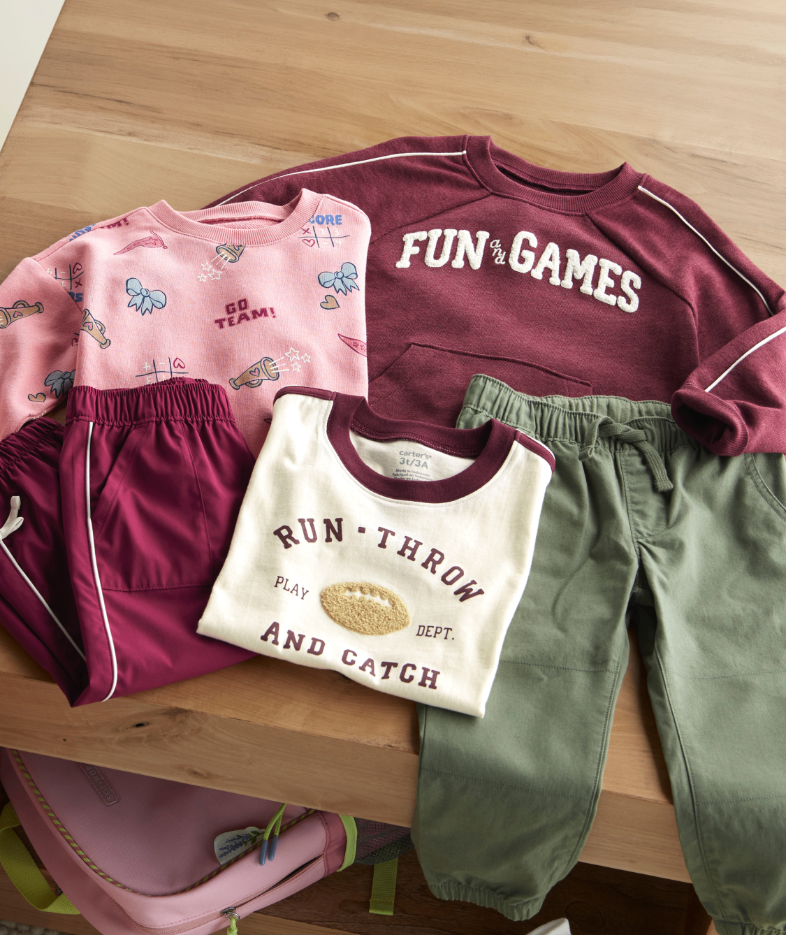 laydown of playful prep collection